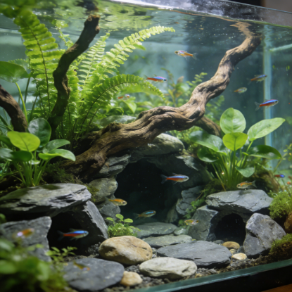 Picture of Custom Creative Fish Tank Landscaping Design - Aquatic Plant & Decoration Layout for Fish Habitats